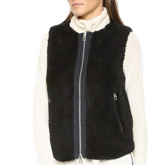 Madewell Size Medium Black Sherpa Vest -excellent Condition - Picture 1 of 8